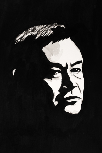 horror painting india ink 
roger corman