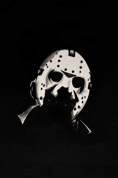 horror painting india ink 
friday the 13th jason voorhees