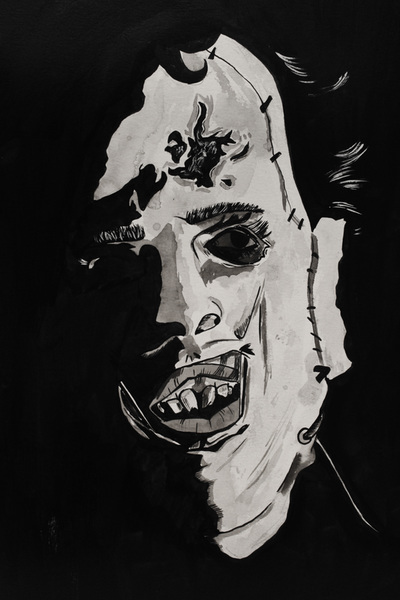 horror painting india ink 
texas chainsaw massacre